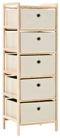 Scaffale Con 5 Cesti İn Tessuto İn Legno Di Cedro Beige /