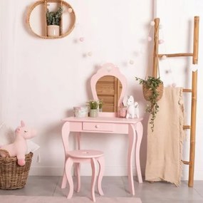 Toeletta per bambini rosa con sgabello