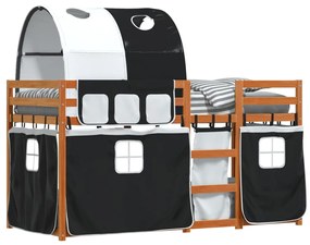 Letto a castello senza materasso bianco e nero 80x200cm in pino