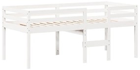 Letto a soppalco con tetto bianco 80x200 cm in legno di pino