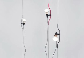 Flos Parentesi Dimmer Lampada sospesa a luce diretta con dimmer e movimento verticale del corpo in acciaio rosso