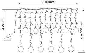 LED Tenda natalizia WISH BALLS 108xLED/8 funzioni 4,5 m bianco caldo