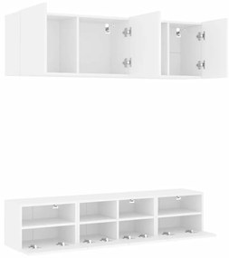 Mobili tv a muro 5pz bianchi in legno multistrato