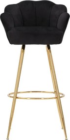 Sgabello Bar Vienna Nero 55x53x110 cm Spugna e Tessuto e Metallo Nero e Oro...