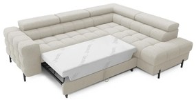 Divano angolare color crema allungabile/con contenitore (con penisola a destra/a L) e rivestimento in bouclé Ferucce – ELTAP