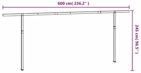 Set Pali per Tenda da Sole Bianco 600x245 cm Ferro