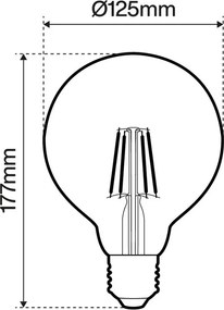 Lampada LED E27 6W a Filamento G125 No Flickering - Serie DarkLight Colore Bianco Naturale 4.000K