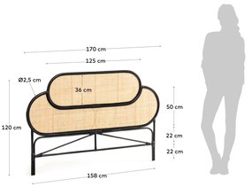 Kave Home - Testiera Lalita in rattan finitura nera per letto da 160 cm