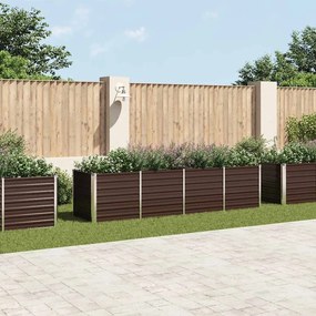 Letto Rialzato Giardino Marrone 320x80x77 Cm İn Acciaio Zincato /