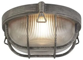 Luce esterna rotonda bulkhead - metallo nero/argento e vetro traspa...