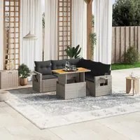 Set Divano da Giardino 6 pz con Cuscini Grigio in Polyrattan 3271753