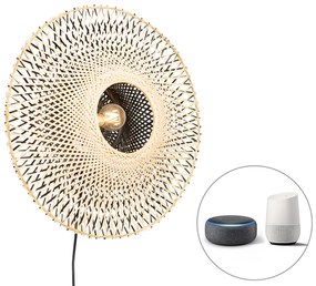 Lampada da parete intelligente in bambù 50 cm con spina incl. Wifi A60 - Rina