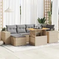 Set Divani da Giardino 7 pz con Cuscini Beige in Polyrattan 3327398