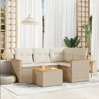 Set Divano da Giardino 5 pz con Cuscini Beige in Polyrattan 3258341