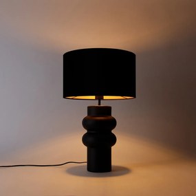 Lampada da tavolo di design con paralume in velluto nero con dettagli oro 35 cm - Alisia