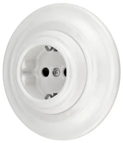 Bohemia-Design - Presa da parete in porcellana in stile retrò con cornice SCHUKO 250V/16A, bianca