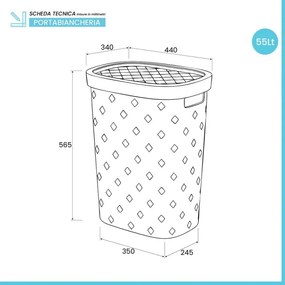 Portabiancheria azzurro polvere 55 litri in plastica resistente – Fiber