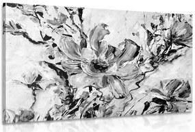 Quadro su tela – Fiori dipinti dell'estate in bianco e nero