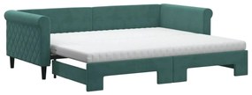 Divano letto estraibile materassi verde scuro 90x200 velluto