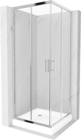 Mexen Rio cabina doccia quadrata 80 x 80 cm, trasparente, cromo + piatto doccia Rio, bianco - 860-080-080-01-00-4510