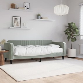 Divano Letto Con Materasso Grigio Chiaro 80x200 Cm İn Velluto /