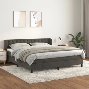 Giroletto A Molle Con Materasso Grigio Scuro 160x200 Cm Velluto /