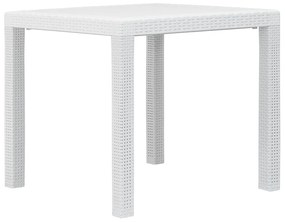 Tavolo da giardino bianco 79x79x72 cm in plastica stile rattan