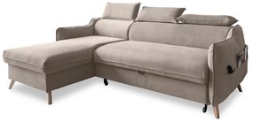 Divano letto angolare in velluto beige (angolo sinistro) Sweet Harmony - Miuform