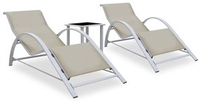 Lettini Prendisole Con Tavolino 2 Pz İn Alluminio Crema /