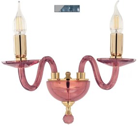 Applique PAGANINI a 2 Luci in vetro lavorato a mano 38 cm Ottanio