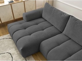 Divano angolare grigio scuro allungabile e con contenitore (penisola a sinistra/chaise lounge) Fuji – Bobochic Paris
