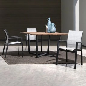 Tavolo da esterno quadrato in legno 130x130 cm gambe in acciaio Helsinki Bizzotto