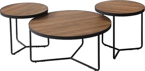 Set di 3 Tavolini da caffè Demeter in noce/nero