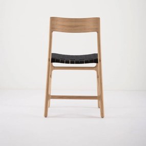 Sedia da pranzo in legno massiccio di quercia con seduta nera Fawn - Gazzda