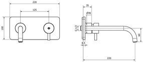 Miscelatore lavabo a parete con scarico click clack bocca 220 mm cromo 73312E Jabil