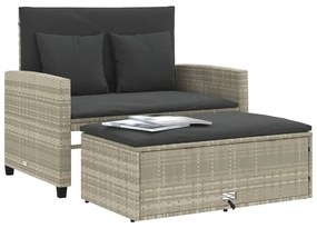 Divano da Giardino con Cuscini 2 Posti Grigio Chiaro Polyrattan