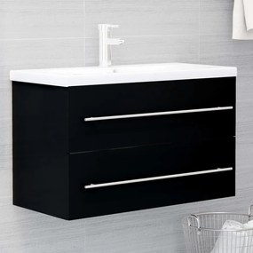 Mobile Lavabo Nero 80x38,5x48 Cm İn Legno Multistrato /