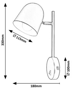 Rabalux 5242 - Lampada da muro EGON 1xE14/40W/230V nera