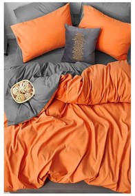 Lenzuolo matrimoniale in cotone arancione-grigio esteso a quattro pezzi 200x220 cm - Mila Home
