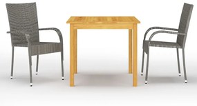 Set Mobili Da Pranzo Per Giardino 3 Pz Grigio /