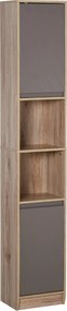 Mobile a Colonna per Bagno in Legno 30x24x170 cm Grigio e Rovere...