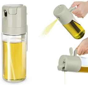 Oliera spray e versa vetro 550 ml tappo quadrato tortora
