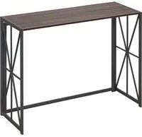 EasyComfort Tavolo Consolle da Ingresso Stile Industriale Pieghevole in Legno e Metallo, 100x38x80cm, Marrone