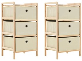 Scaffali Con 3 Cesti İn Tessuto 2 Pz İn Legno Di Cedro Beige /