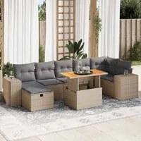 Set Divano da Giardino 5 pz con Cuscini Beige Polyrattan Acacia 3328095