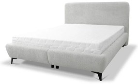 Letto matrimoniale imbottito grigio chiaro con contenitore con rete inclusa 160x200 cm Makapu – Makamii