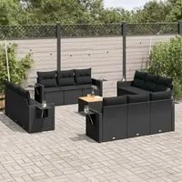 Set Divani da Giardino 13pz con Cuscini Nero in Polyrattan 3256825