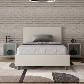 Letto una piazza e mezza con rete imbottito 120x200 similpelle bianco Adele