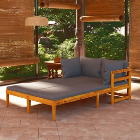 Lettini Prendisole Con Cuscini Grigio Scuro 2 Pz Legno Dacacia /