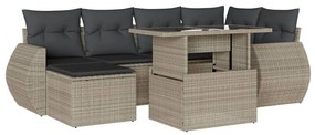 Set divani da giardino 7pz con cuscini grigio chiaro polyrattan